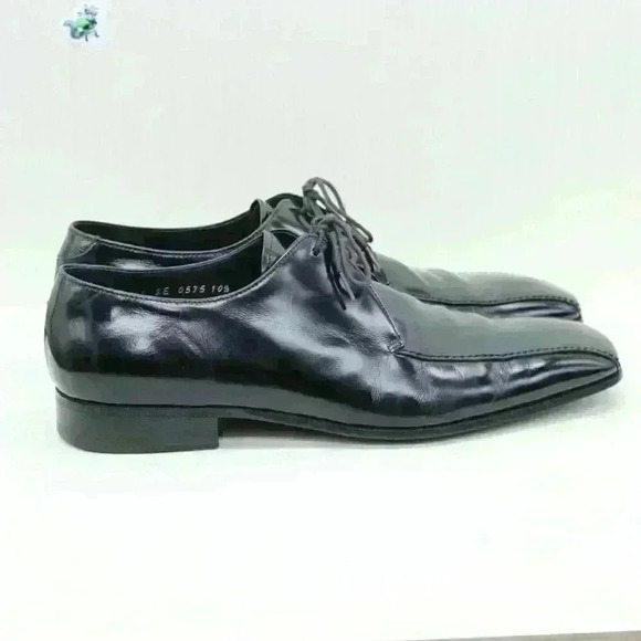 Prada Men’s Black Leather Oxford Square Toe Lace Up Shoes Size US 10.5Authentic - Picture 7 of 11